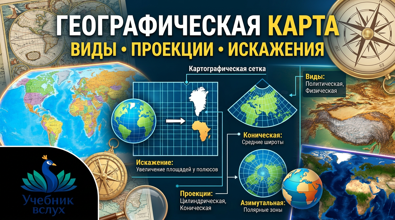 Географическая карта: виды, проекции, искажения
